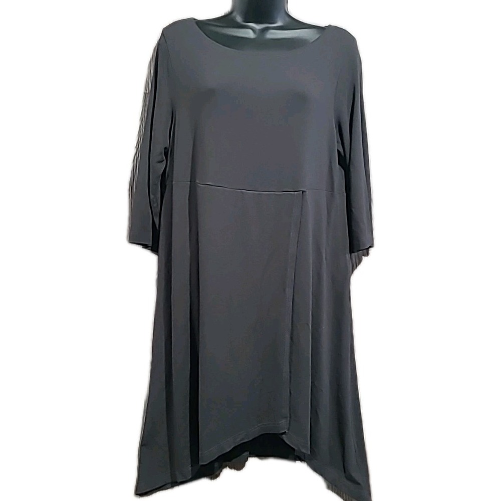 Cut Loose Black T-Shirt Dress Size M Boat Neck Wrap Skirt Stretch Goth Minimal